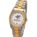 Designer Calendar Watch with Stainless Steel Bracelet Band, Gold Roman Indexes, Japan movement